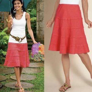 EUC Soft Surroundings Tiered Coral Linen Skirt
